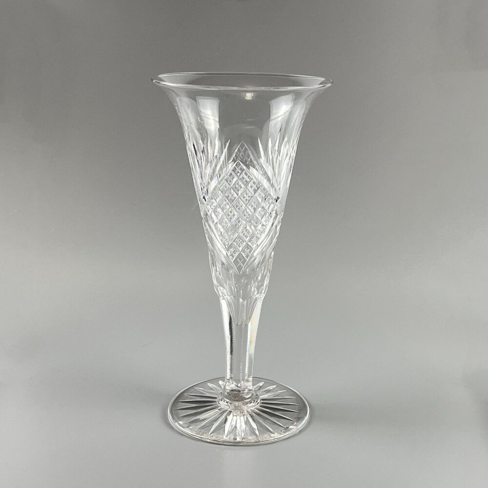 Antique Mt  Washington Priscilla American Brilliant Period Cut Glass Trumpet Vas